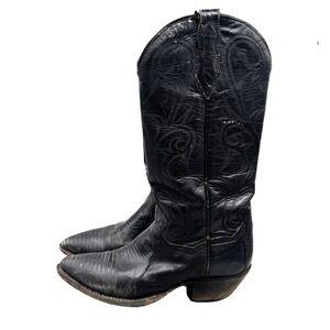 Dan Post Women's Teju Lizard Western Boots Size‎ 6 M Black 2450 Cowgirl Landman